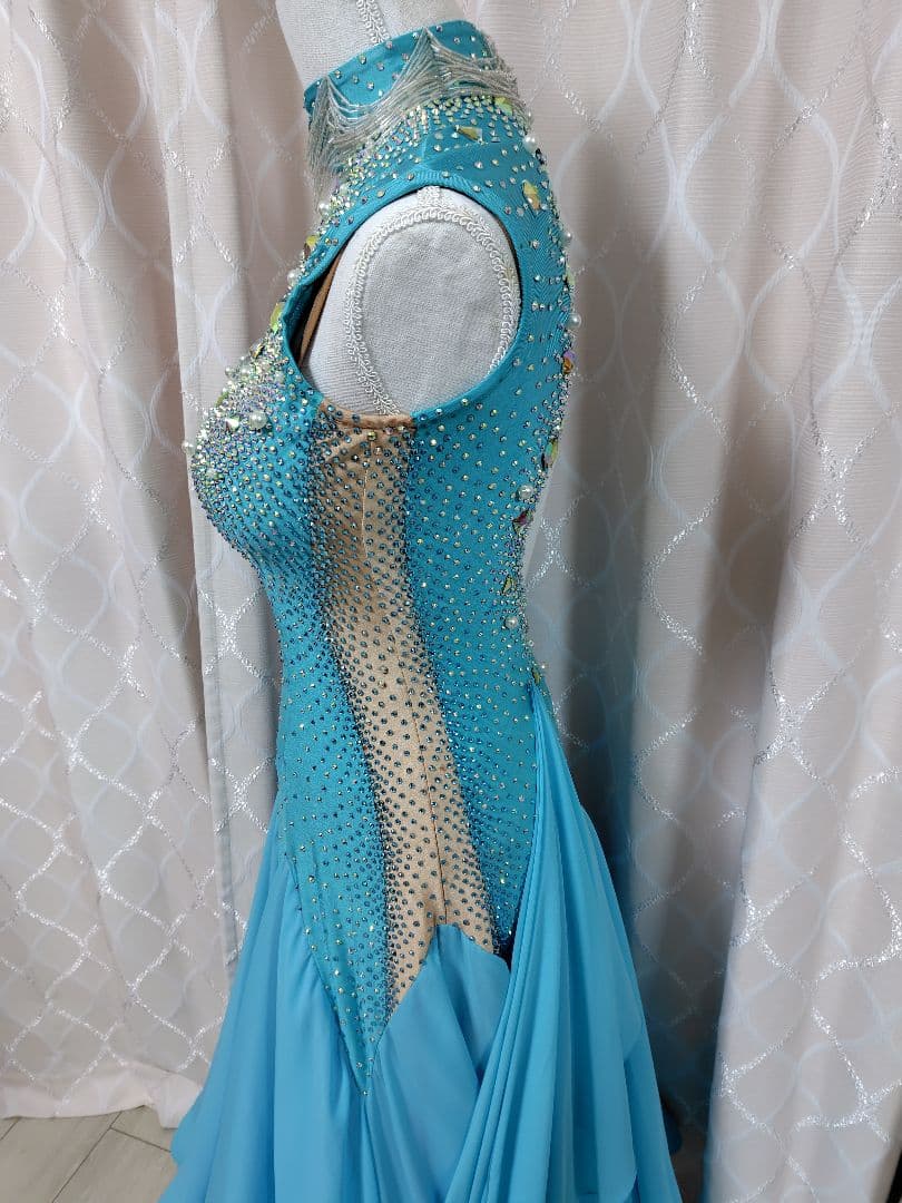 社交ダンス　水色ドレス　セミオーダードレス