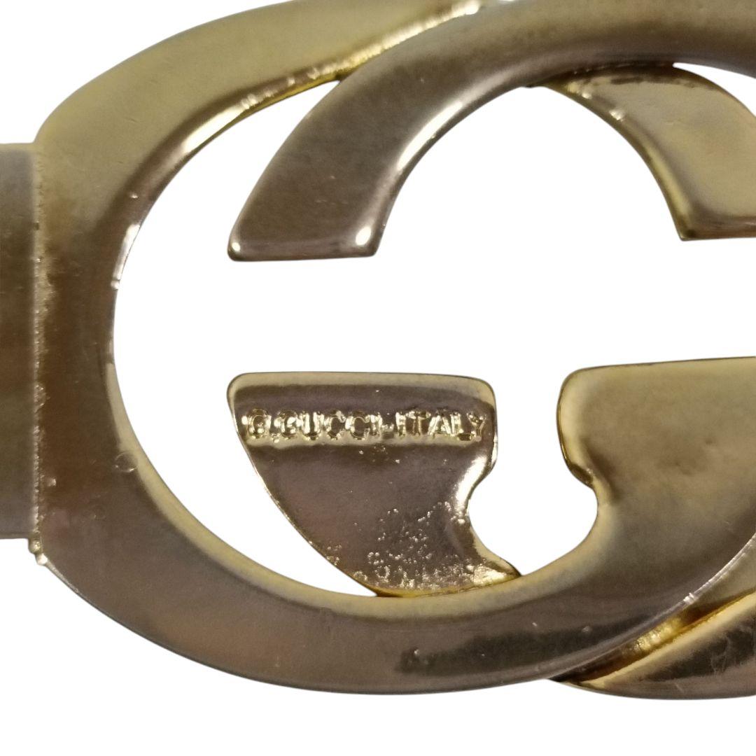 美品 GUCCI グッチ ベルト インターロッキング ゴールド レザー GG 黒