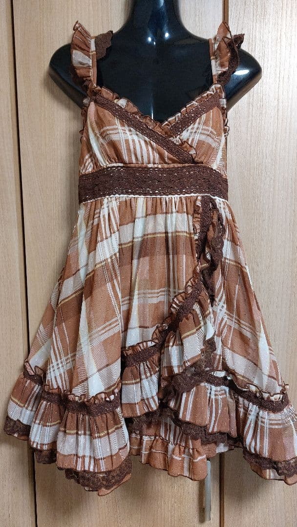 れ*️様 LIZLISAブラウン系チェック ミニワンピースの通販はau PAY