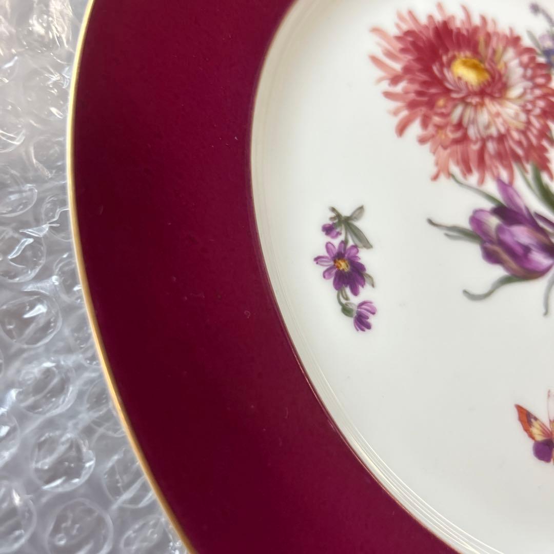 アンティーク高級食器 KPM 7種花 蝶々 赤皿 - メルカリ