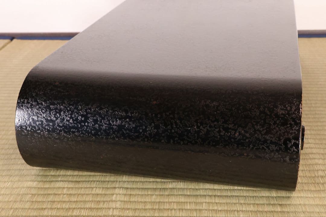 木製 漆塗 巻足 平卓 金蒔絵 丸菊 桐唐草 黒塗 漆芸 花台【MB106