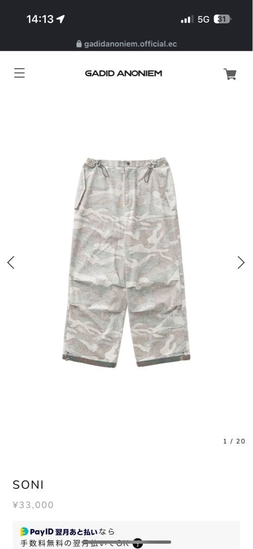 gadid anoniem soni カーゴパンツ