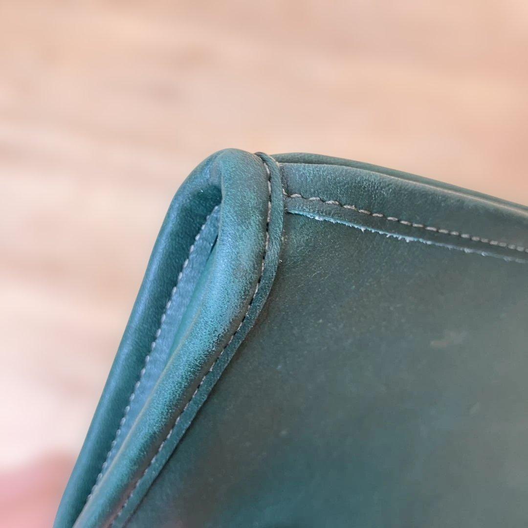 OLD COACH オールドコーチ グリーン レザー フラットポーチ