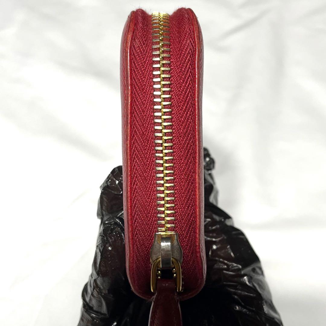 PRADA プラダ　長財布　サフィアーノ　レザー　レッド　リボン　ラウンドジップ