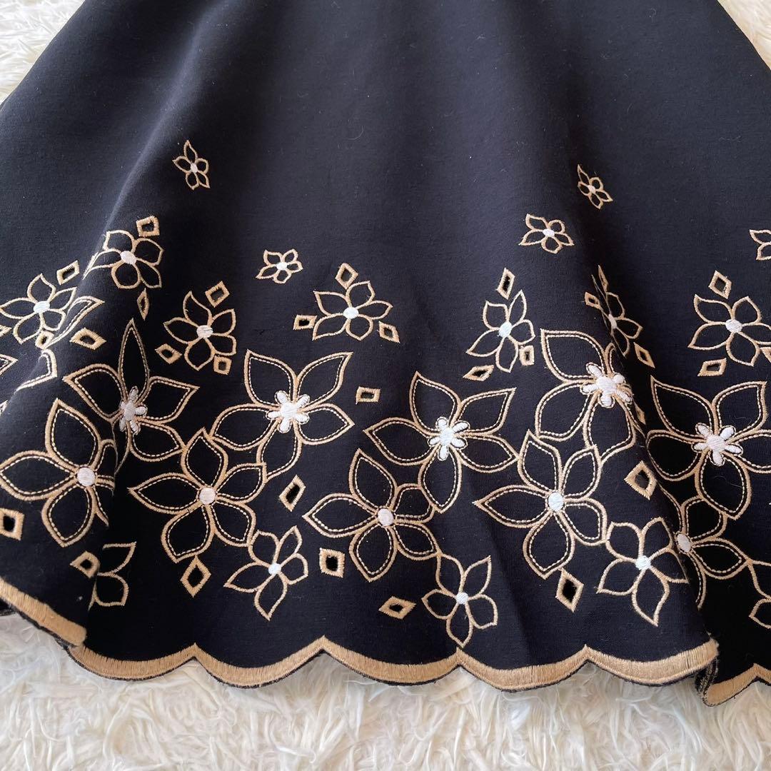 M'S GRACY 2020年 刺繍 ボンディング ワンピース ブラック 36