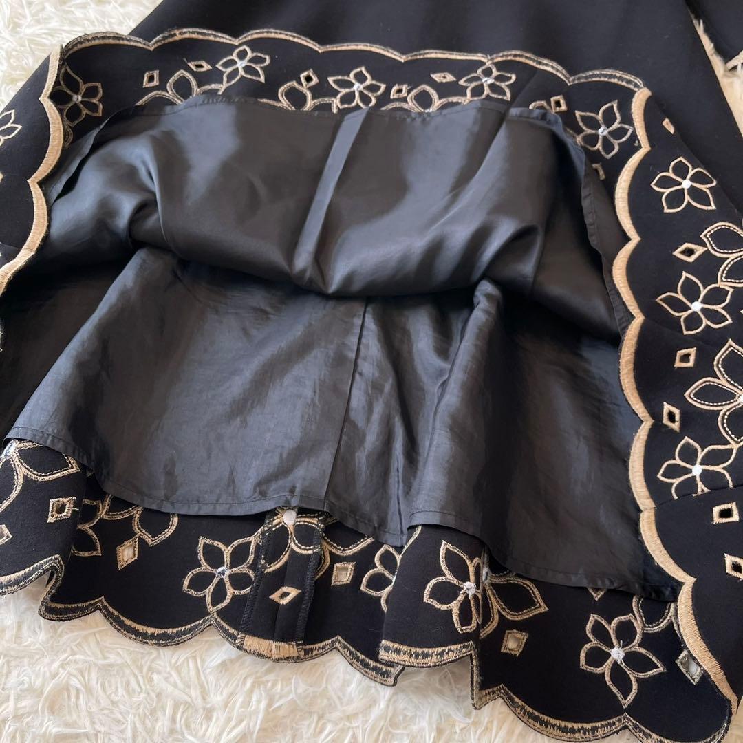 M'S GRACY 2020年 刺繍 ボンディング ワンピース ブラック 36