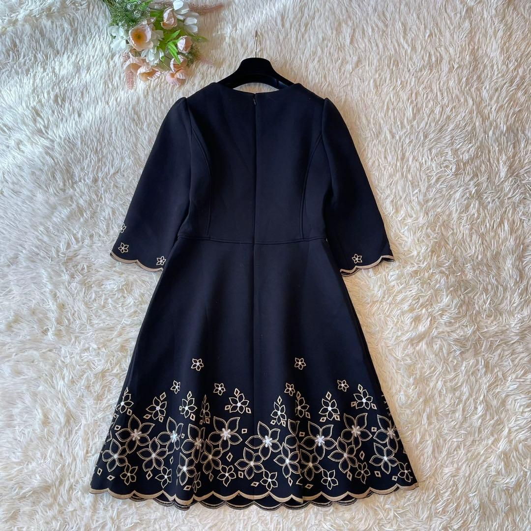 M'S GRACY 2020年 刺繍 ボンディング ワンピース ブラック 36