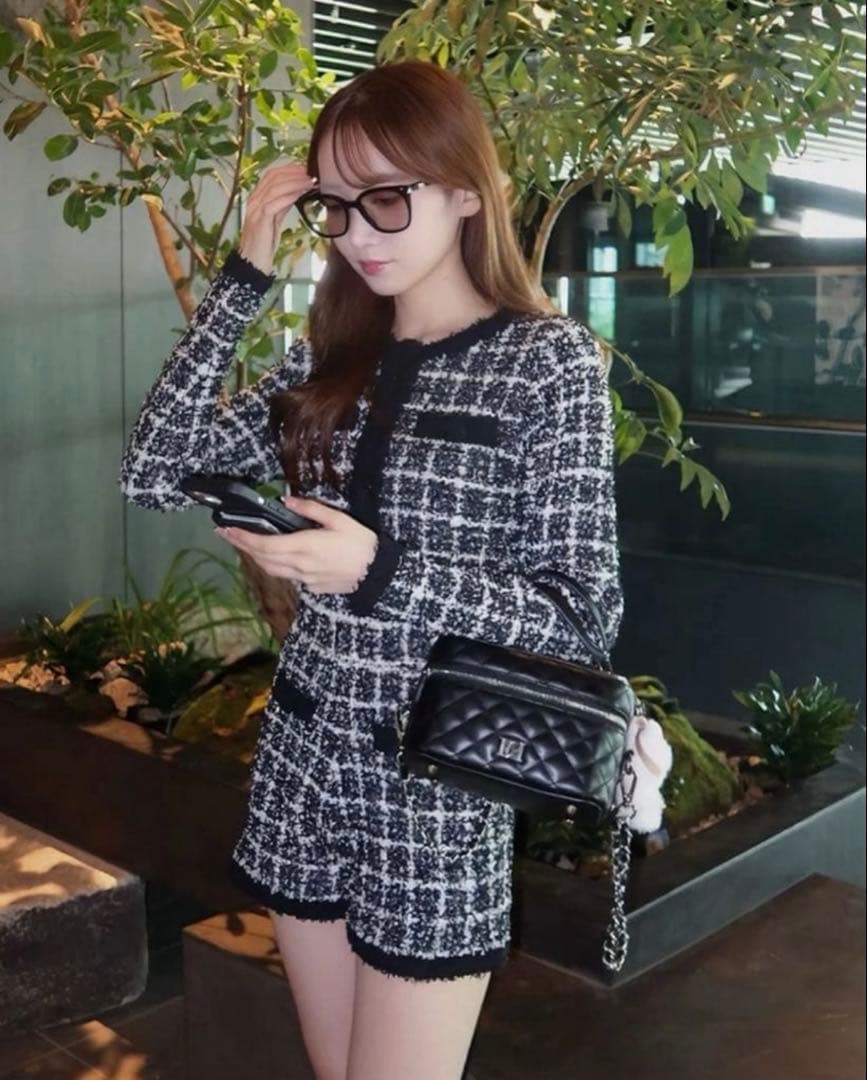 Darich ダーリッチ ツイードニットコンビネゾン ブラック Free