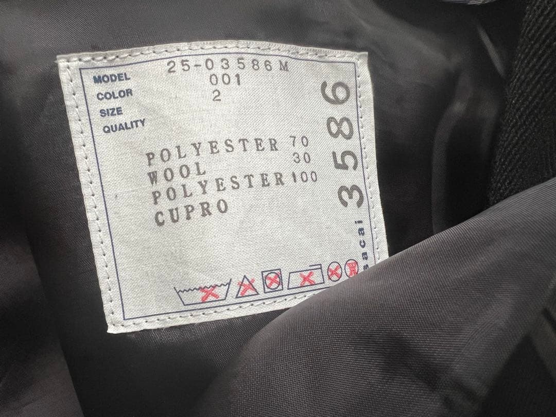 スーツ 25SS Sacai Suiting Bonding Pants Black 2