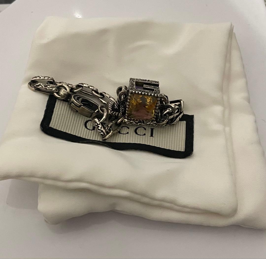 GUCCI グッチ ブレスレット スクエアG カラーストーン Ag925