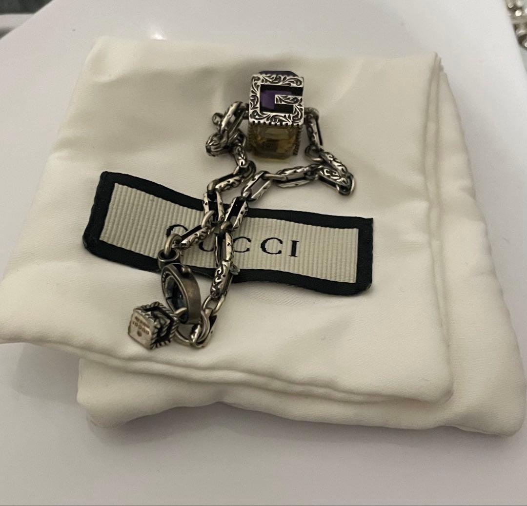 GUCCI グッチ ブレスレット スクエアG カラーストーン Ag925