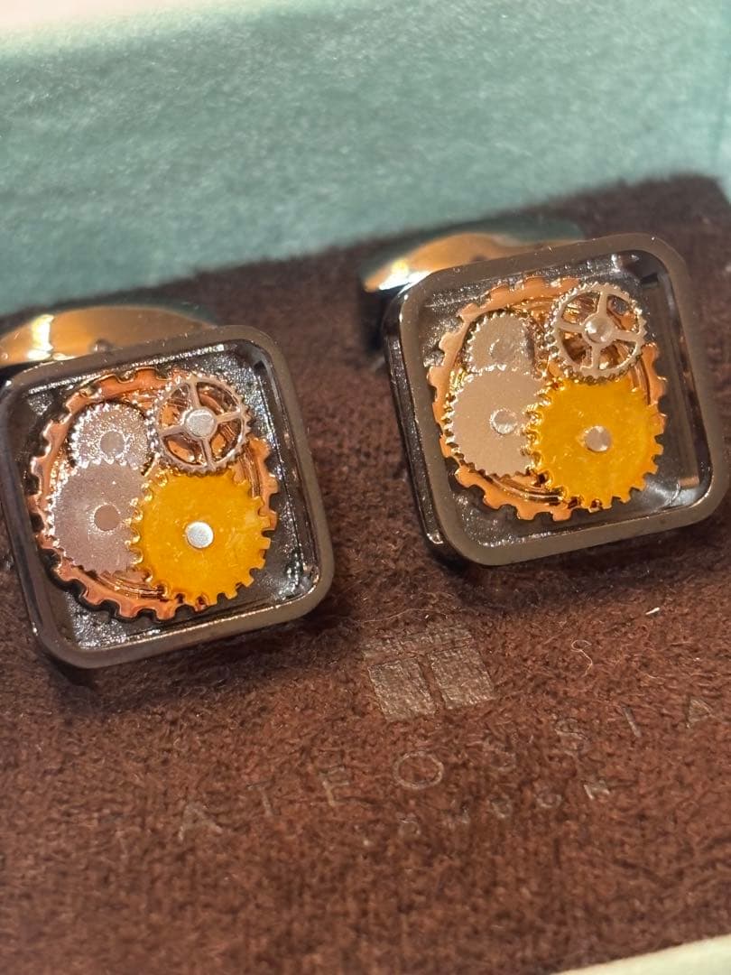 文*鳥様 タテオシアン TATEOSSIAN スクエア ギア カフスボタン 美品