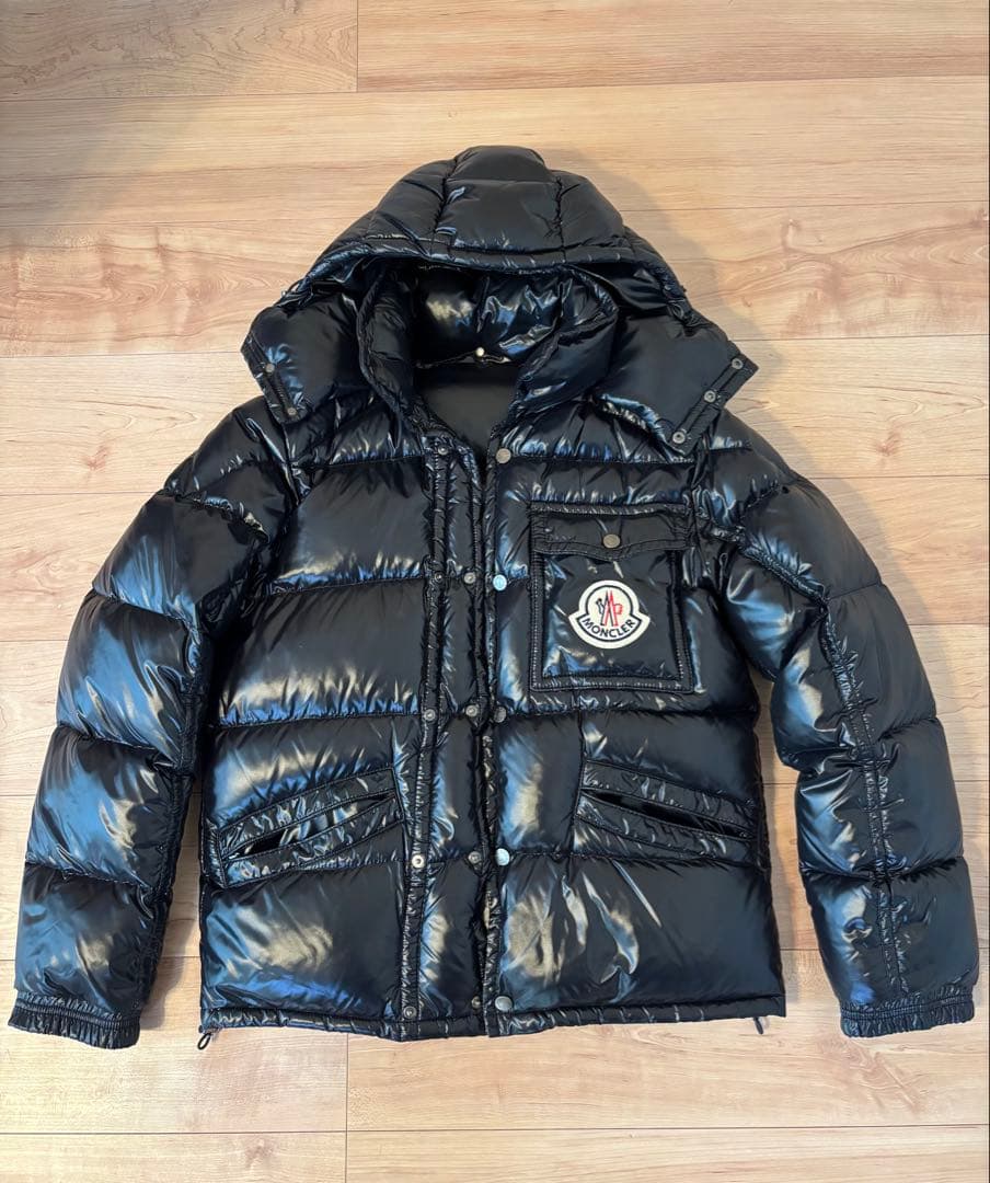 極美品 モンクレール K2 旧型 黒 光沢 41303 ダウンジャケット