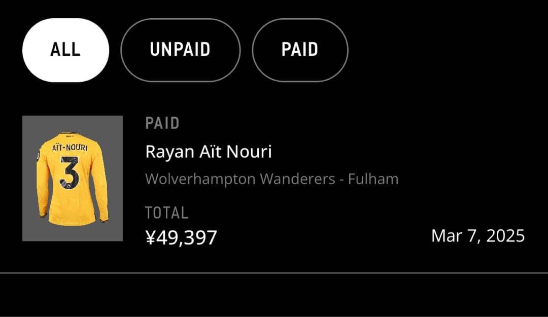 実着用サイン入り】ウルブス ライアン アイヌーリ #3 ユニフォーム