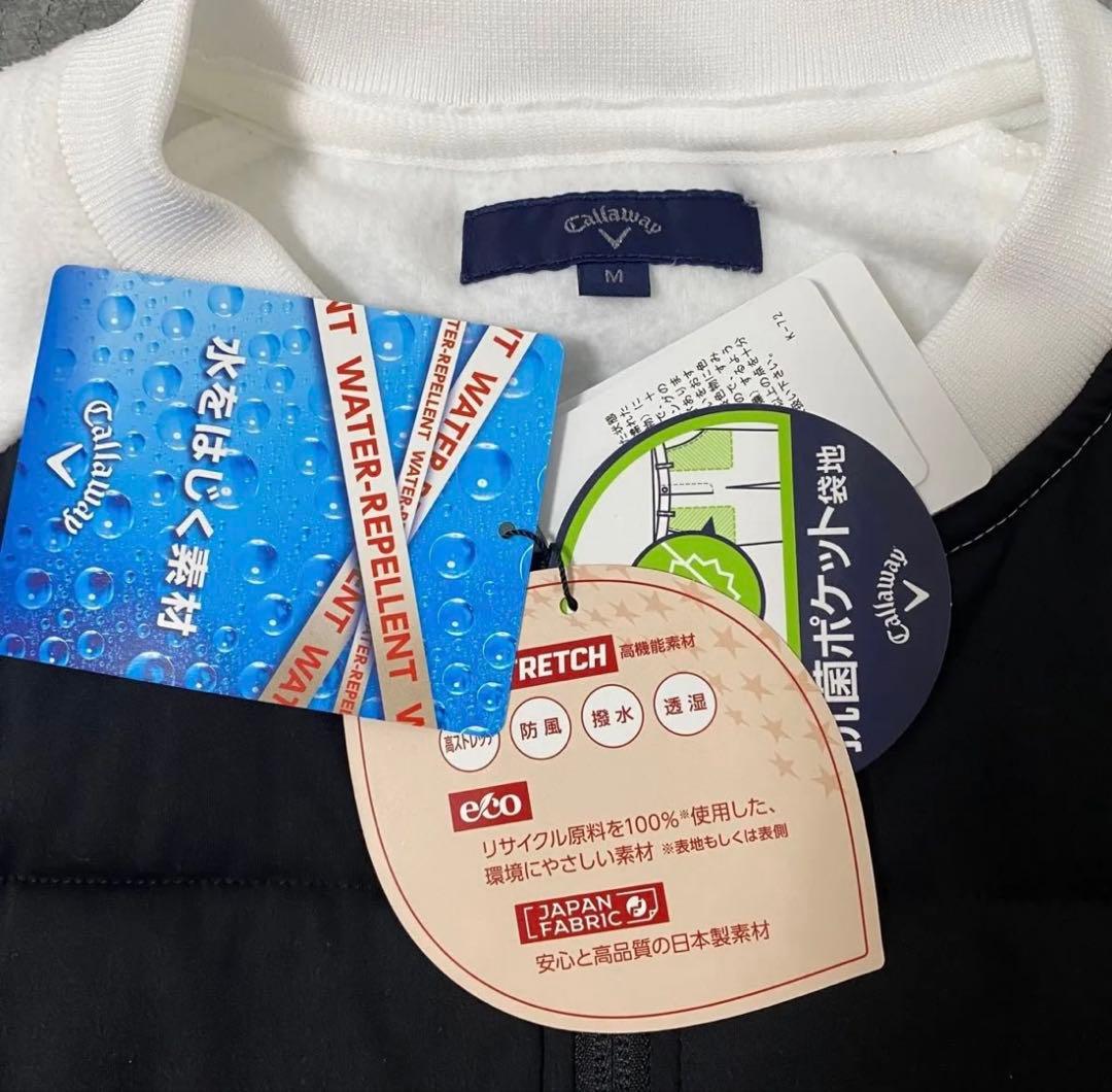 【新品】 キャロウェイ　フリースジャケット　中綿　ホワイト×ブラック　Mサイズ