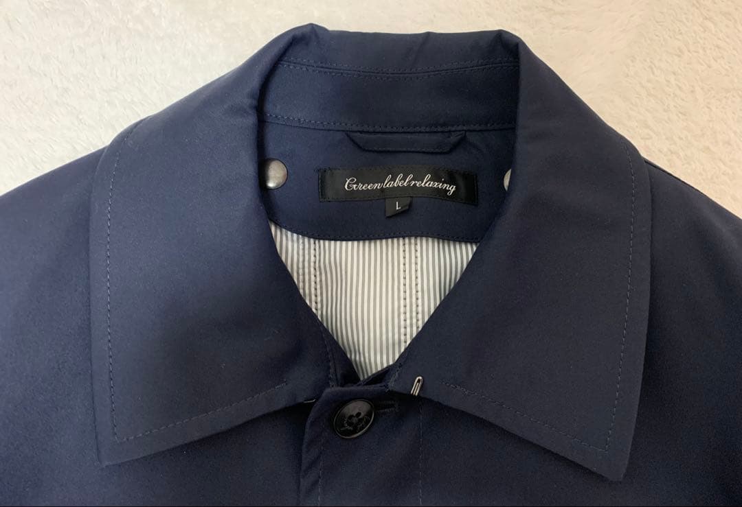 美品　グリーンレーベルリラクシング ステンカラーコート ライナー付