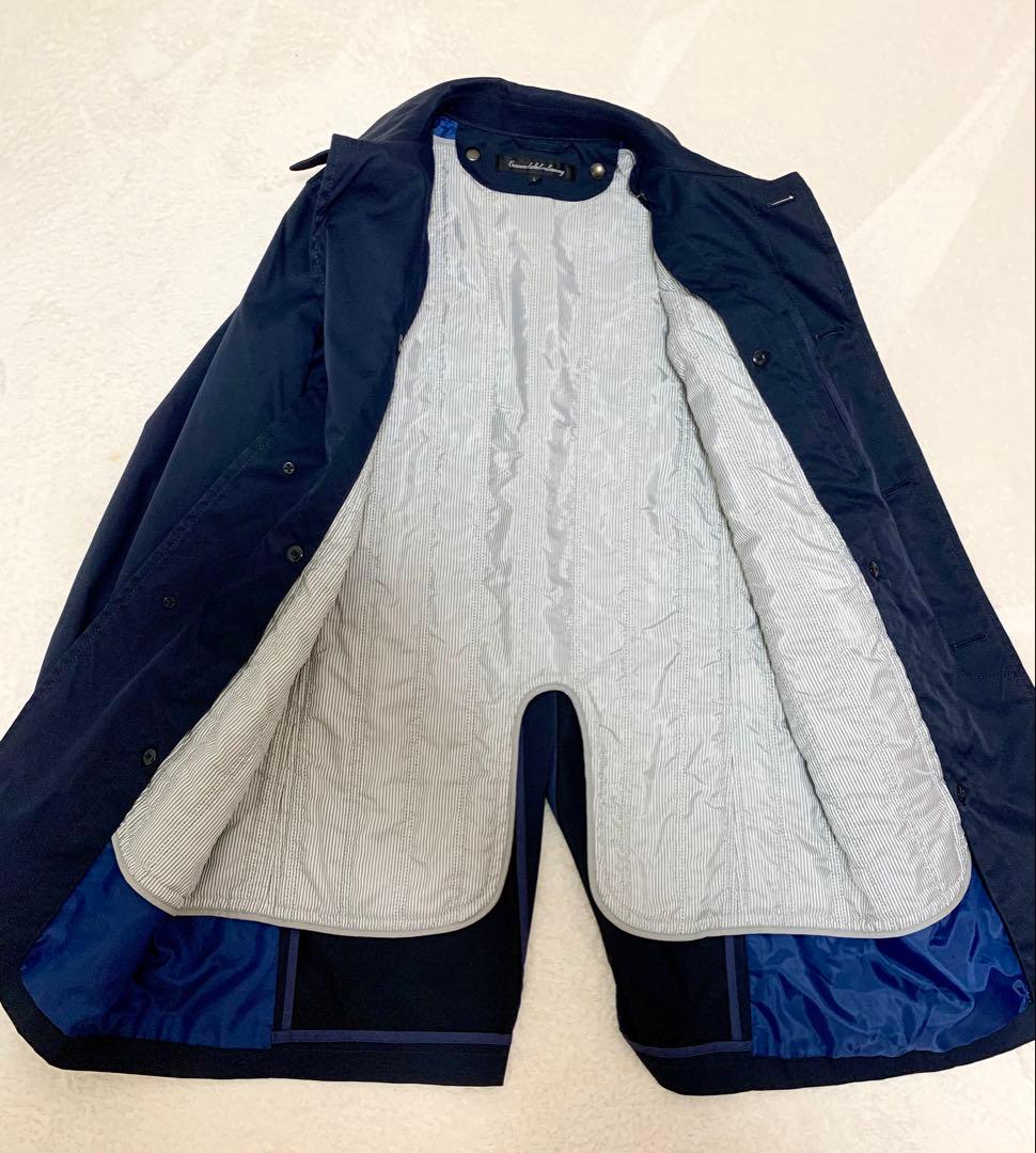 美品　グリーンレーベルリラクシング ステンカラーコート ライナー付