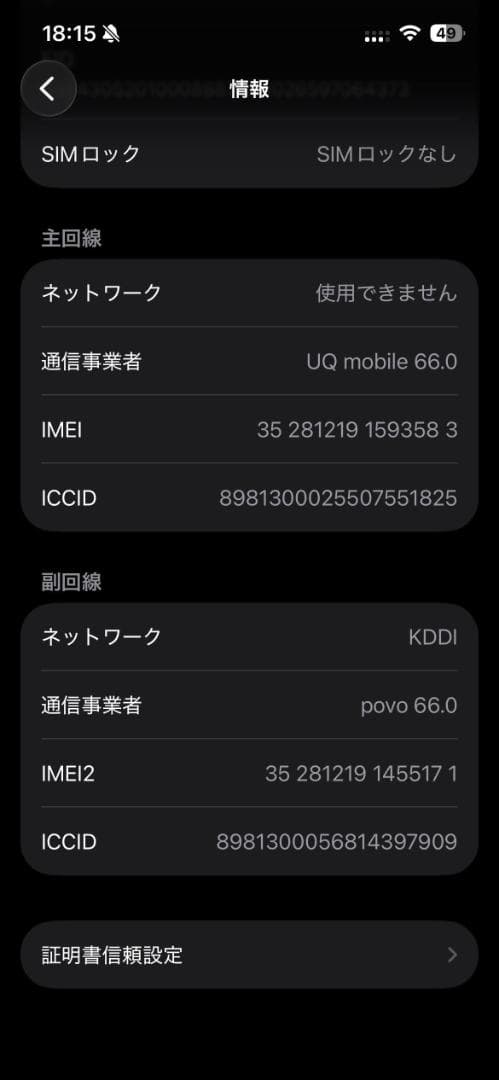 iPhone16e　Docomo版　128GB　利用制限◯　バッテリー100％