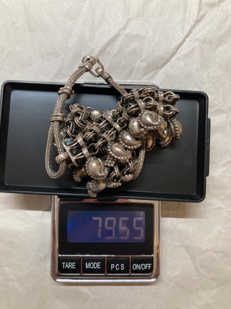 ヴィンテージ 伝統 インド ラジャスタン シルバー ネックレス 79.55g