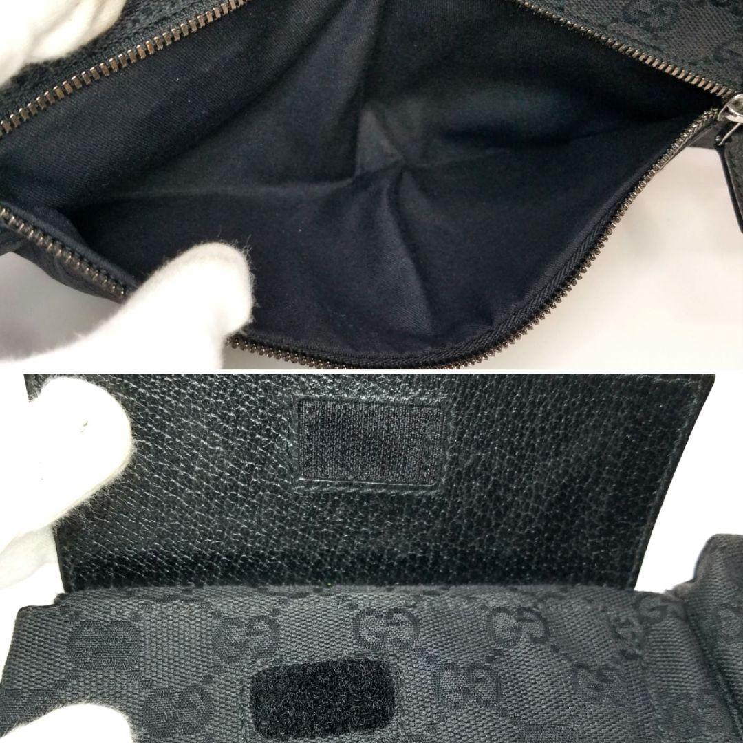 GUCCI グッチ ウエストボディーバッグ 財布 GGキャンバス 黒 ブラック