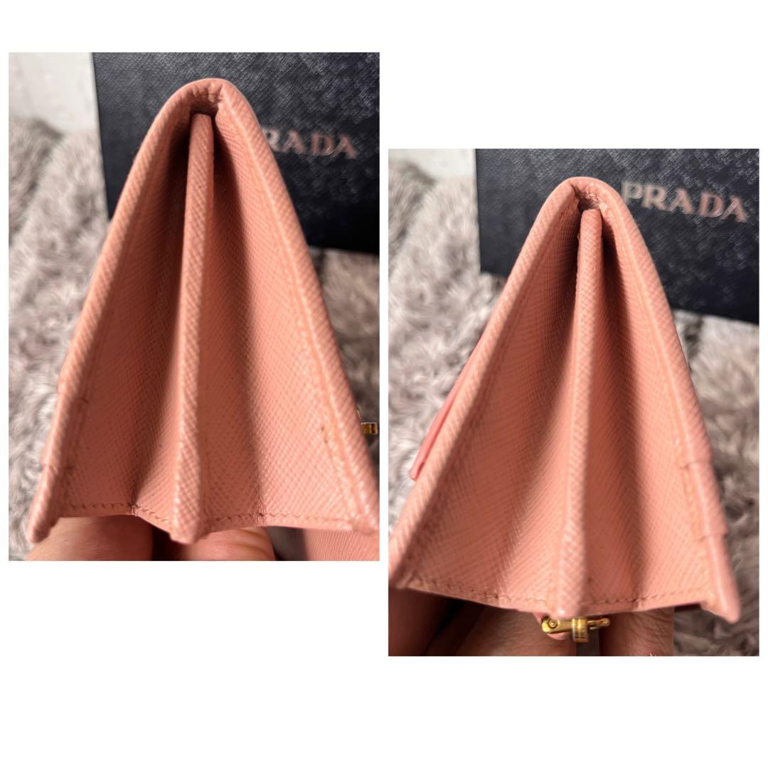 極美品✨PRADA サフィアーノ　フィオッコ　メタルロゴ　長財布　ピンク