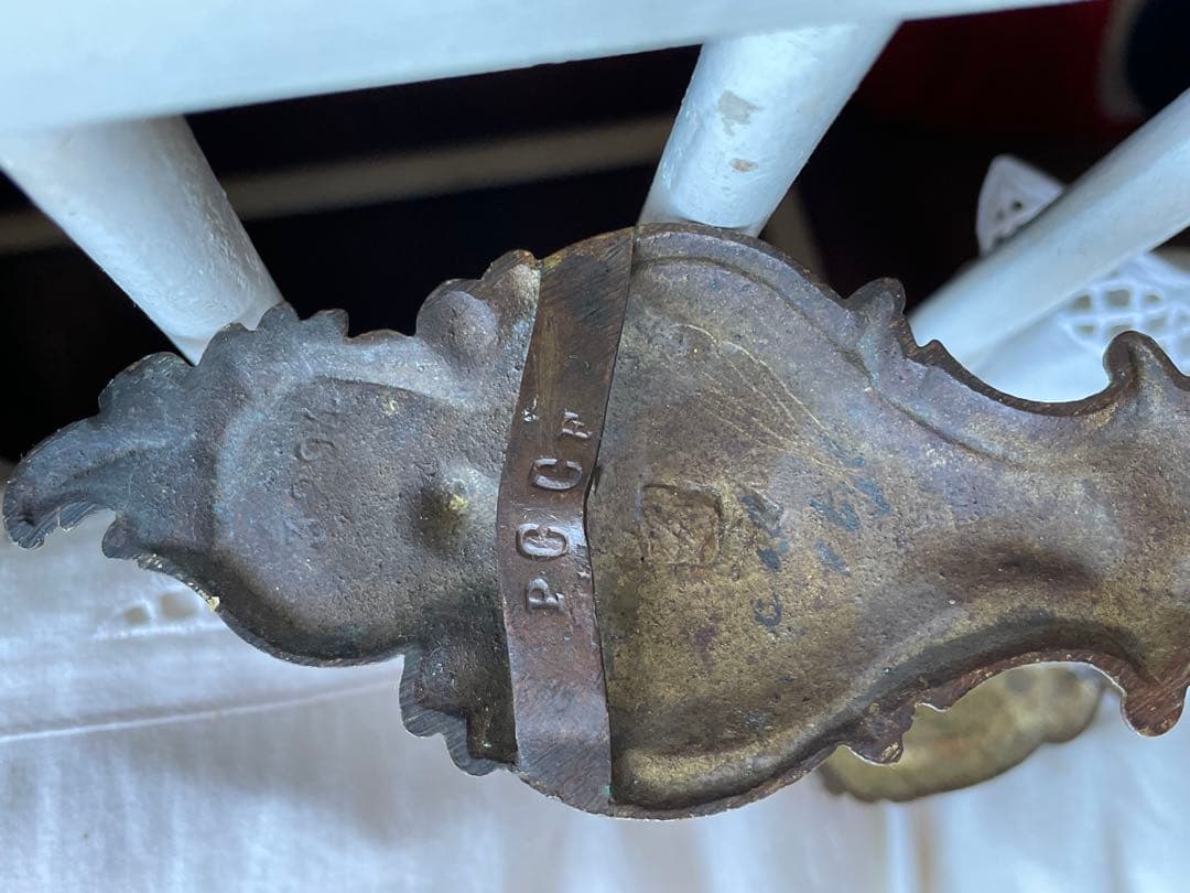 フランス　アンティーク　真鍮　カーテン　ホルダーDフック　留め　タッセル100年