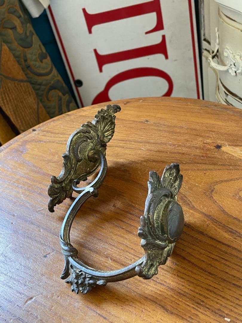 フランス　アンティーク　真鍮　カーテン　ホルダーDフック　留め　タッセル100年