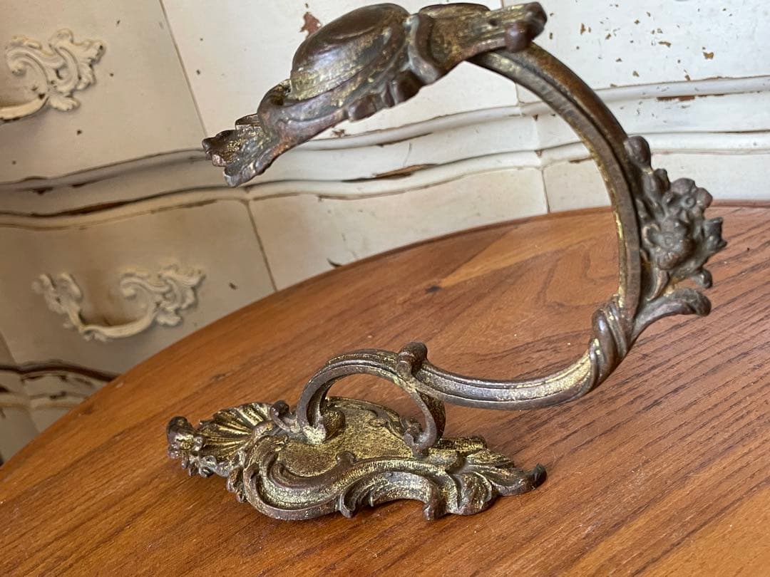 フランス　アンティーク　真鍮　カーテン　ホルダーDフック　留め　タッセル100年