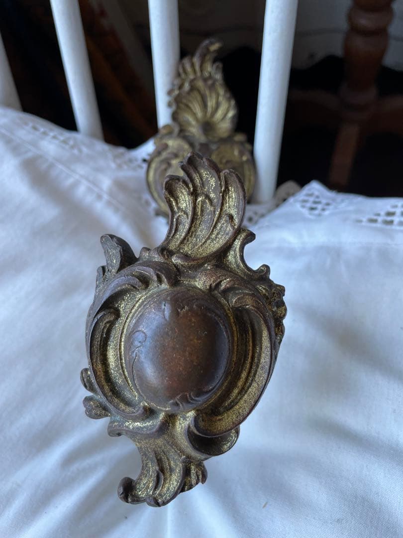 フランス　アンティーク　真鍮　カーテン　ホルダーDフック　留め　タッセル100年