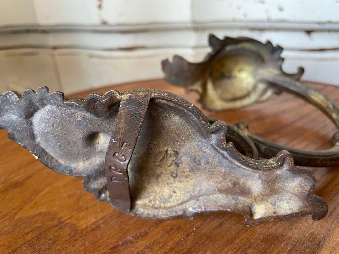 フランス　アンティーク　真鍮　カーテン　ホルダーDフック　留め　タッセル100年