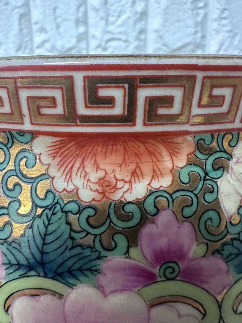 広東絵 粉彩 大花瓶 仕女図 花鳥 46cm 金彩 装飾壺 中国美術