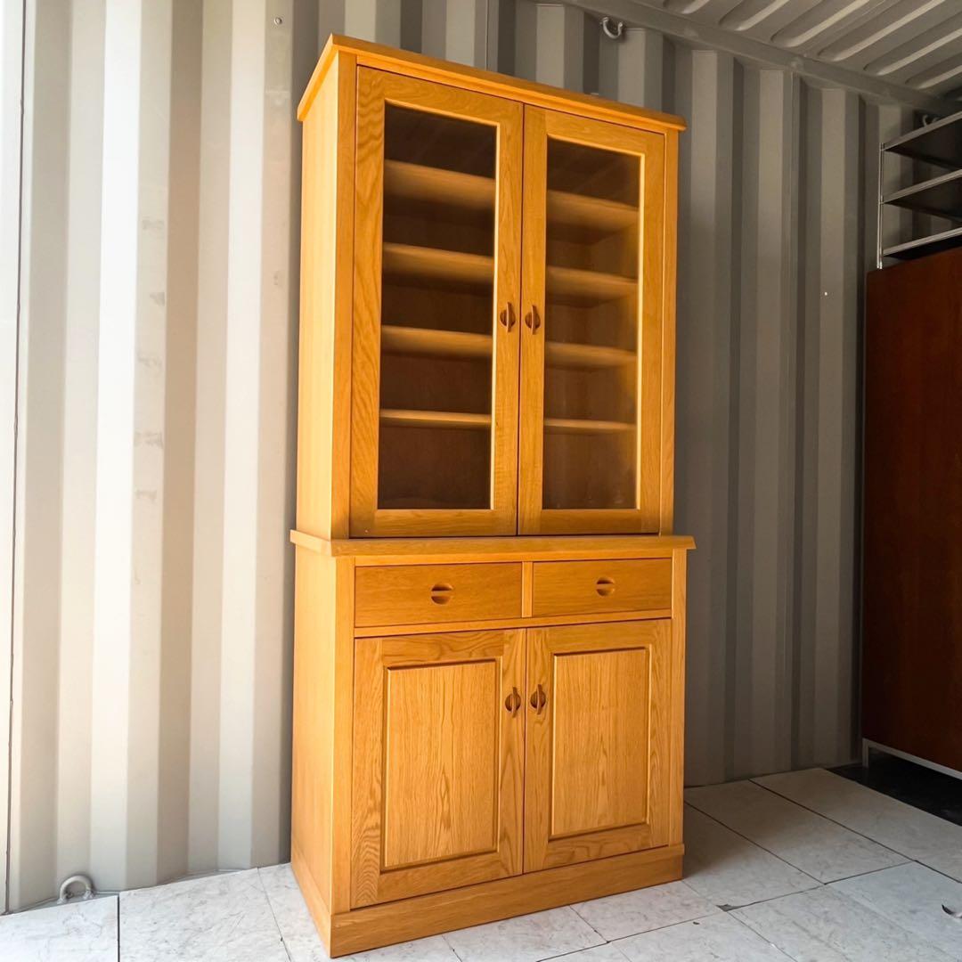 取付無料！IDC大塚家具 杜 天然木北欧風ナチュラルカップボード 食器棚✨