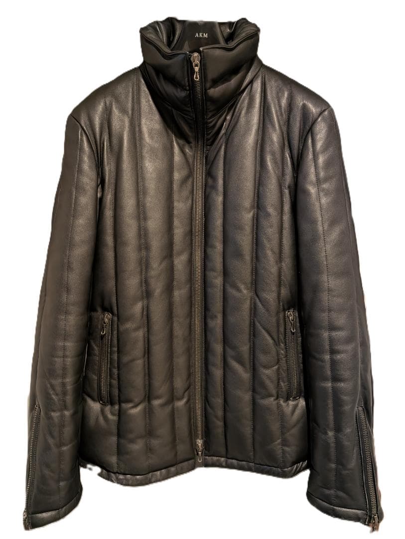 SHELLAC シェラック ラムレザー ダウンジャケット 48 ブラック 羊革