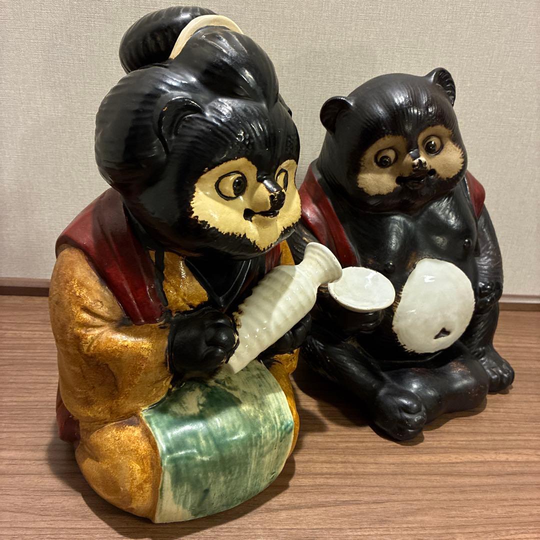 信楽焼 夫婦狸置物