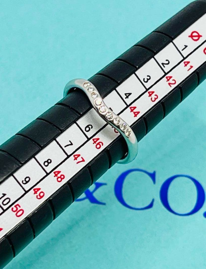 c664 ティファニー カーブド バンド ダイヤ 9P プラチナ リング 約5号