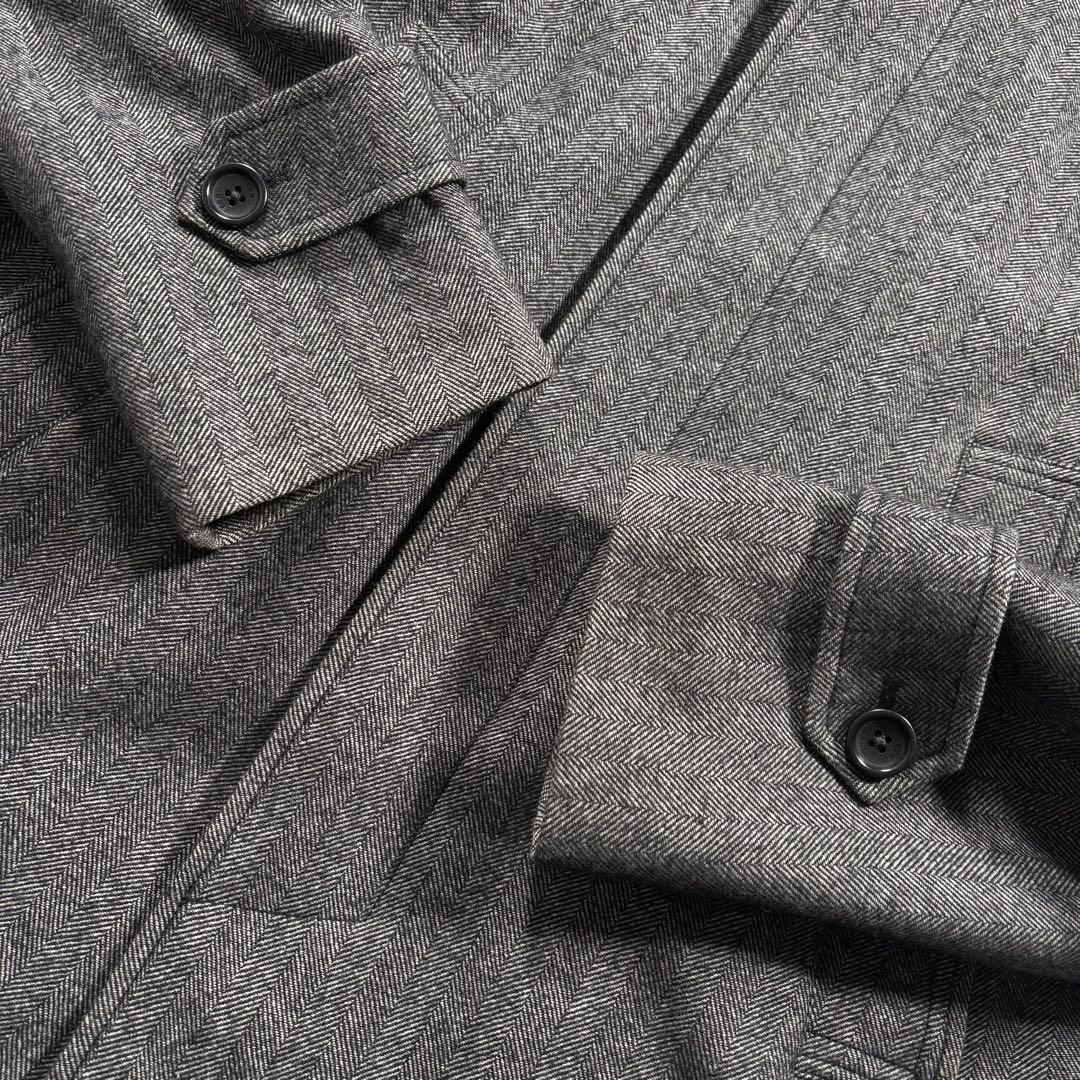 イタリア製 ヘルノ HERNO 比翼 ウール ステンカラーコート ヘリンボーン