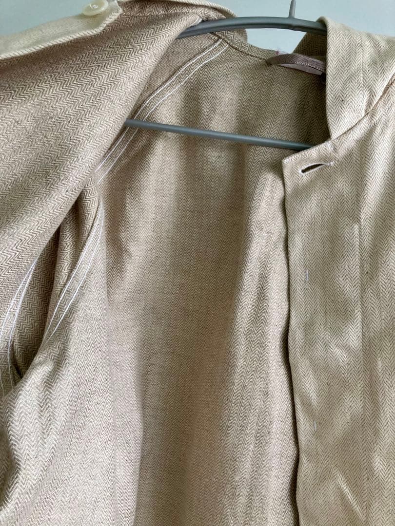 60s French Vintage Ecru HBT Butcher Coat