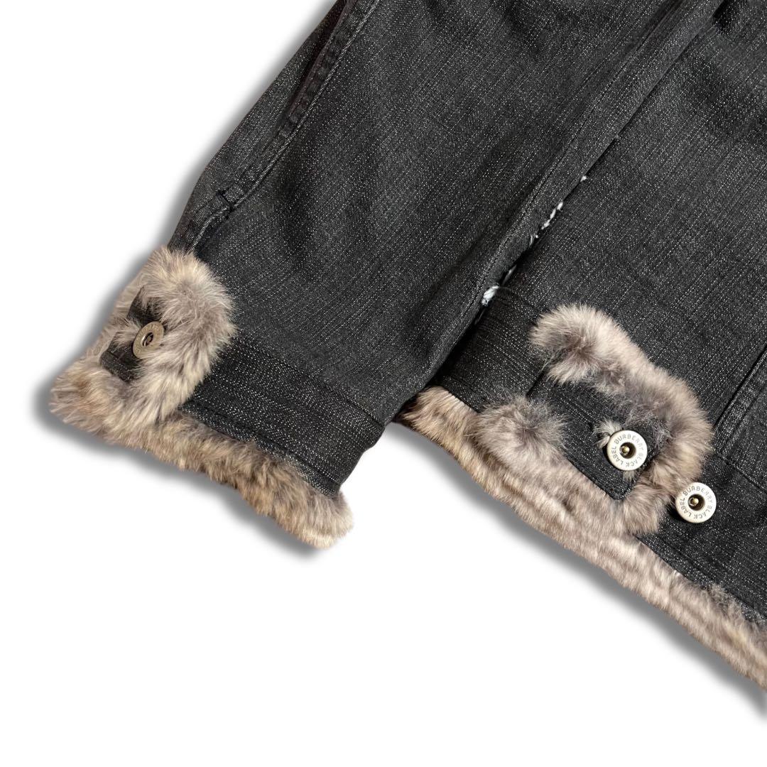 極美品/希少✨バーバリーブラックレーベル デニムジャケット ラビットファー