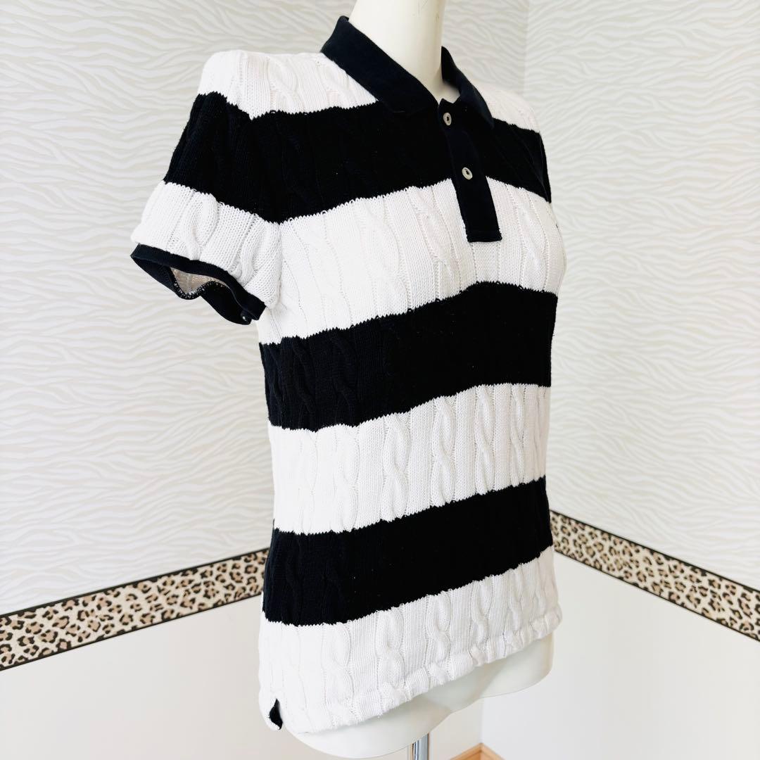 現行タグ ポロバイラルフローレン 半袖ケーブルニット ボーダー ニット