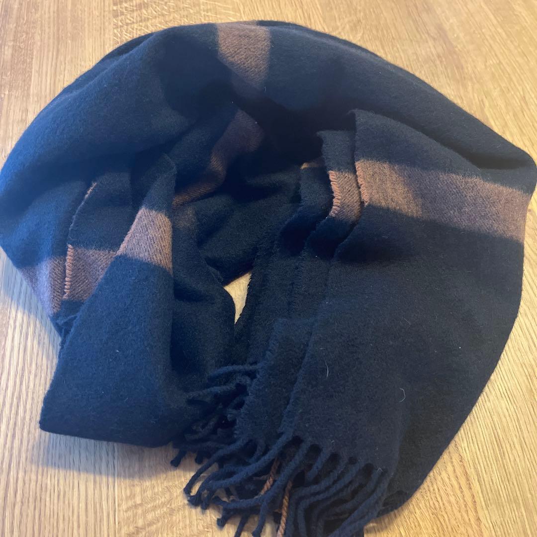 『美品』ジョンストンズ　 100%カシミヤ ストール　ブラウン　チェック　レア