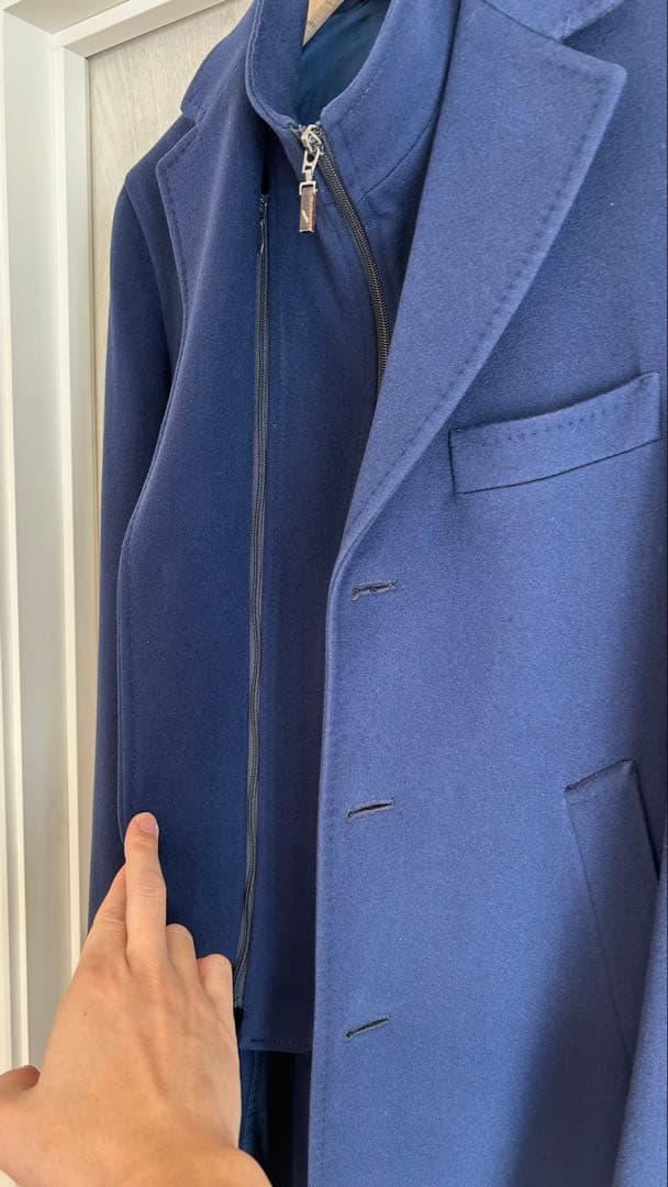 伊勢丹メンズ×ロロピアーナ レインシステム チェスターコート ネイビー 44