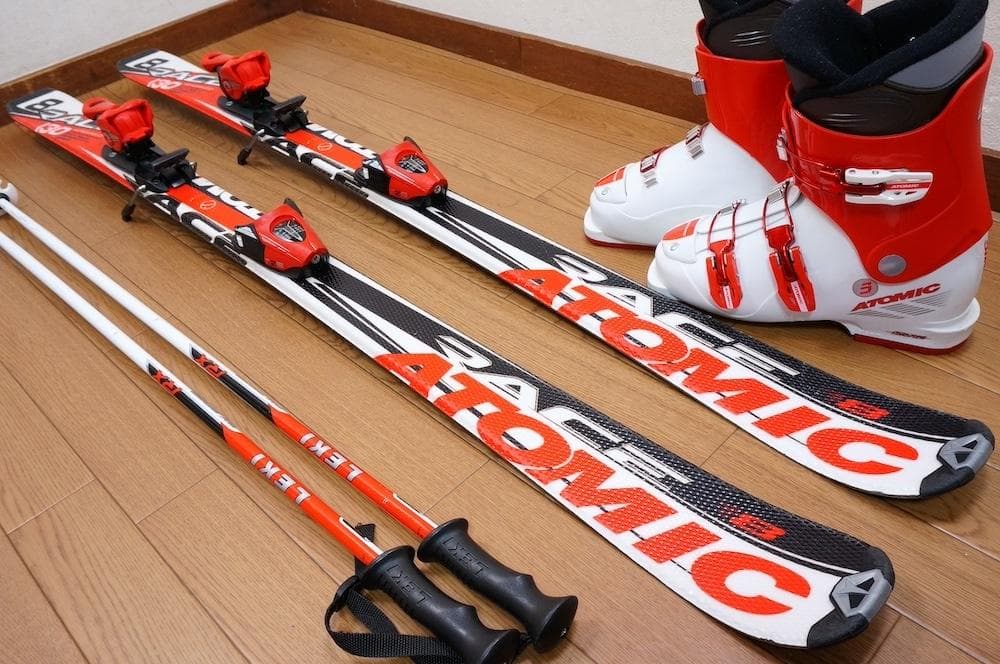 メンテ済 130cm 靴23cm ATOMIC 子供用スキーセット