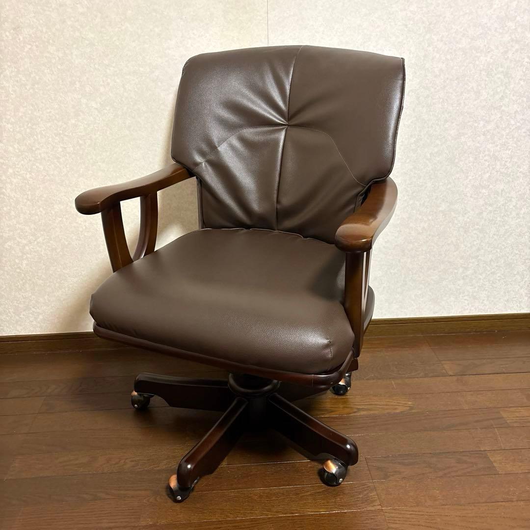 【美品】貞刈椅子製作所 アームチェア キャスター付 昇降式 回転