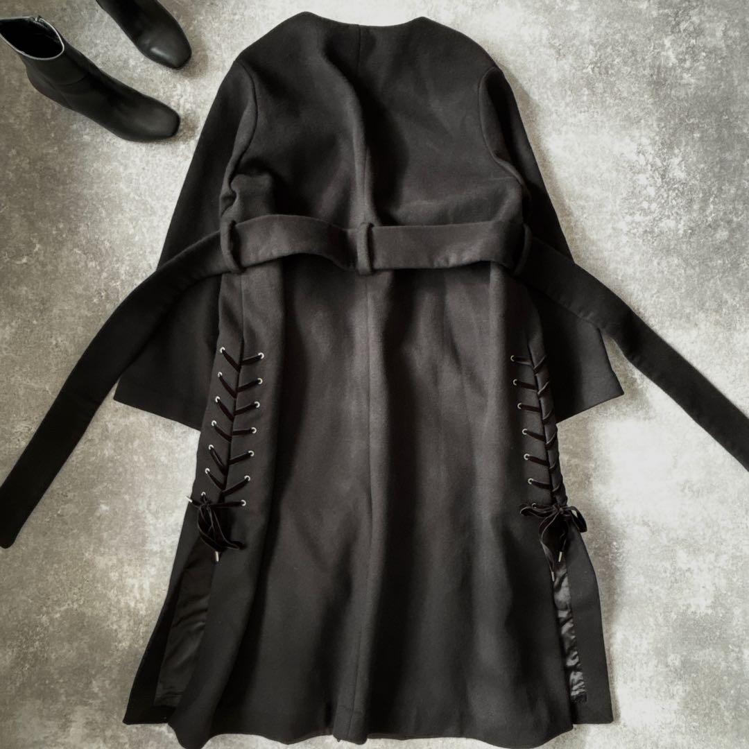 GVGV レースアップ　マキシ丈　ウエストベルト付き　ウール　ロングコート