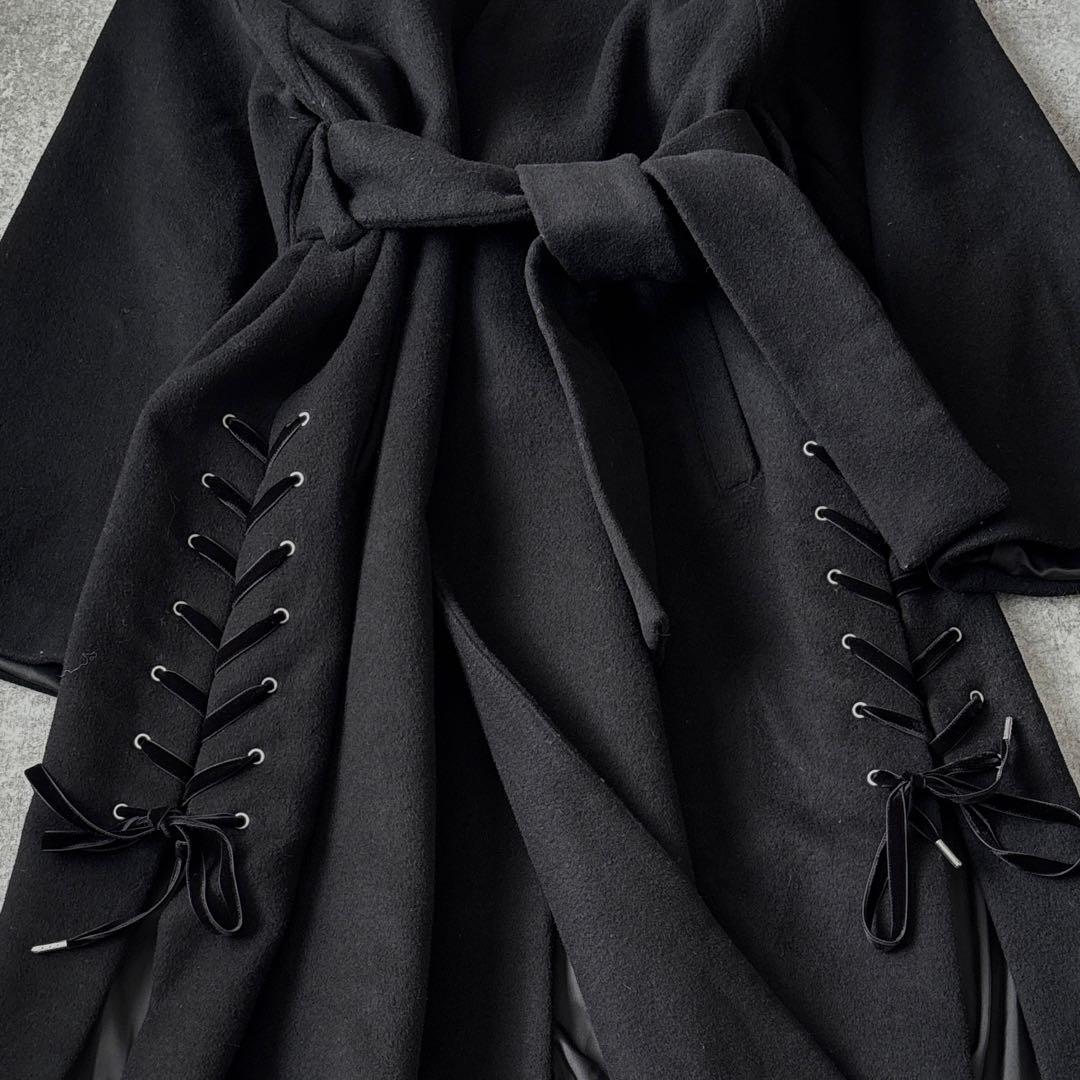 GVGV レースアップ　マキシ丈　ウエストベルト付き　ウール　ロングコート