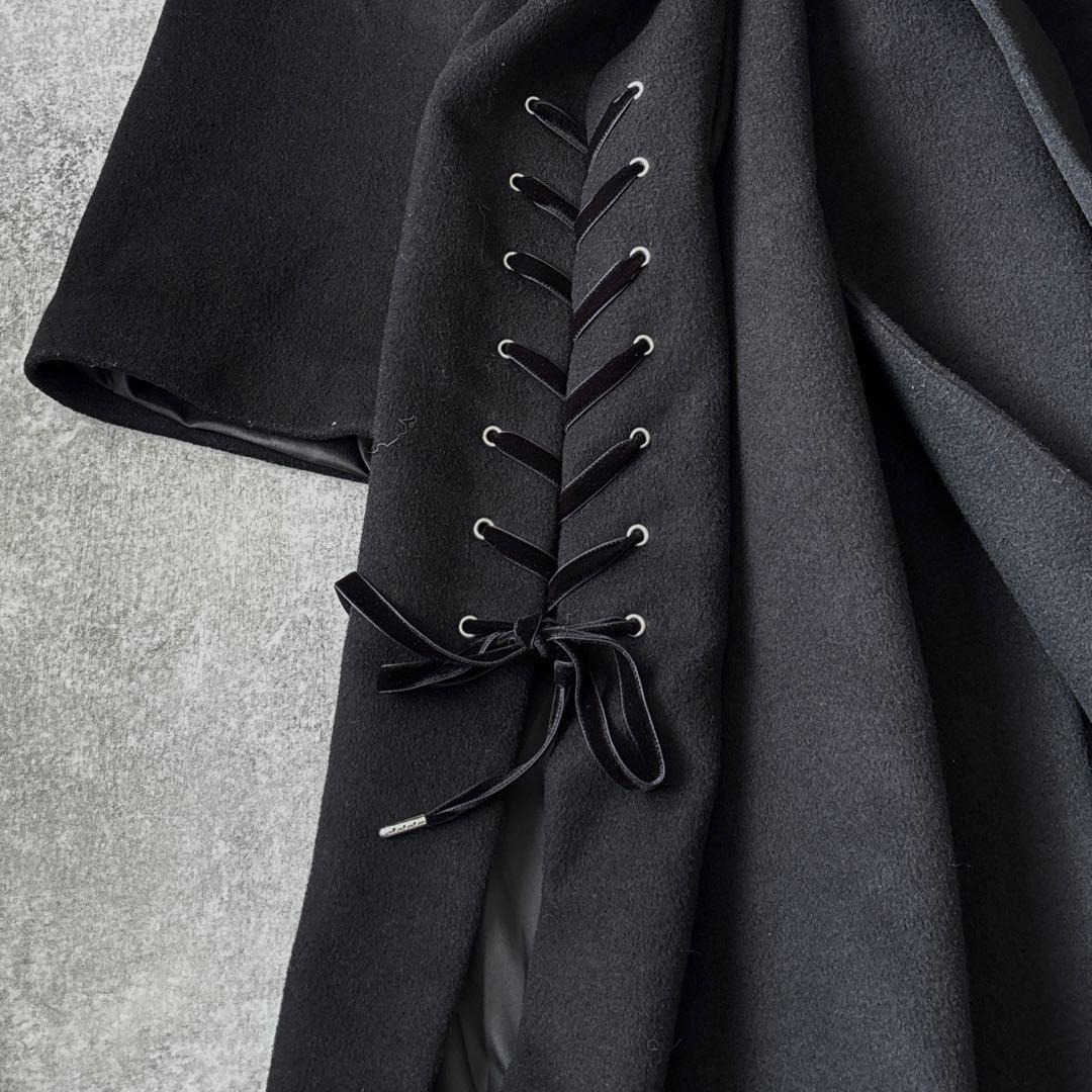 GVGV レースアップ　マキシ丈　ウエストベルト付き　ウール　ロングコート