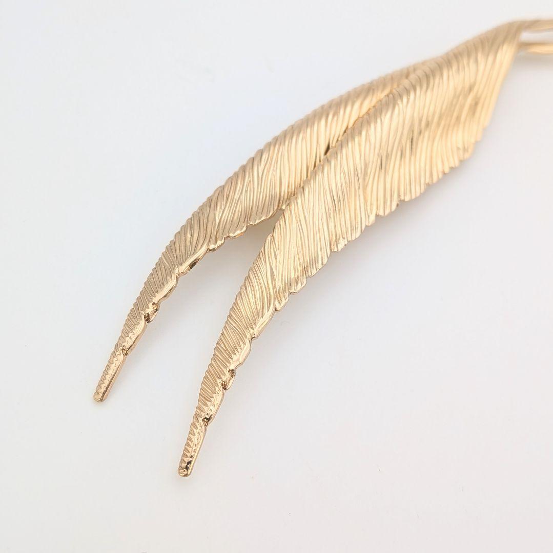極美品 クリスチャンディオール Dior フェザー 羽根 ゴールド ブローチ
