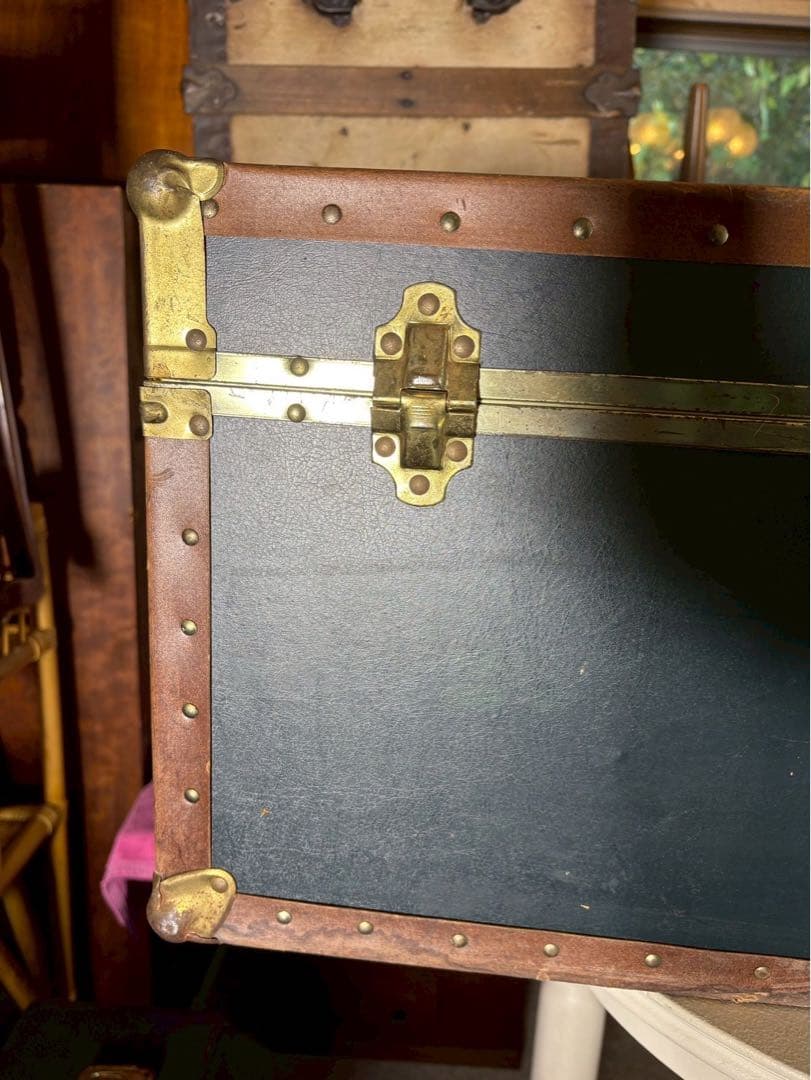 1950-60s アメリカ製 大型スチーマートランク 実使用タグ付 鍵付き