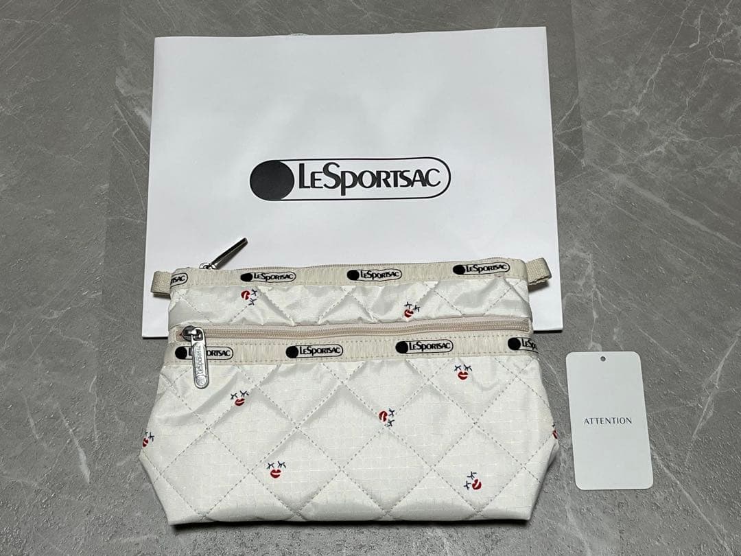 レスポートサック神崎恵さんコラボ キルティング ホワイト ポーチ