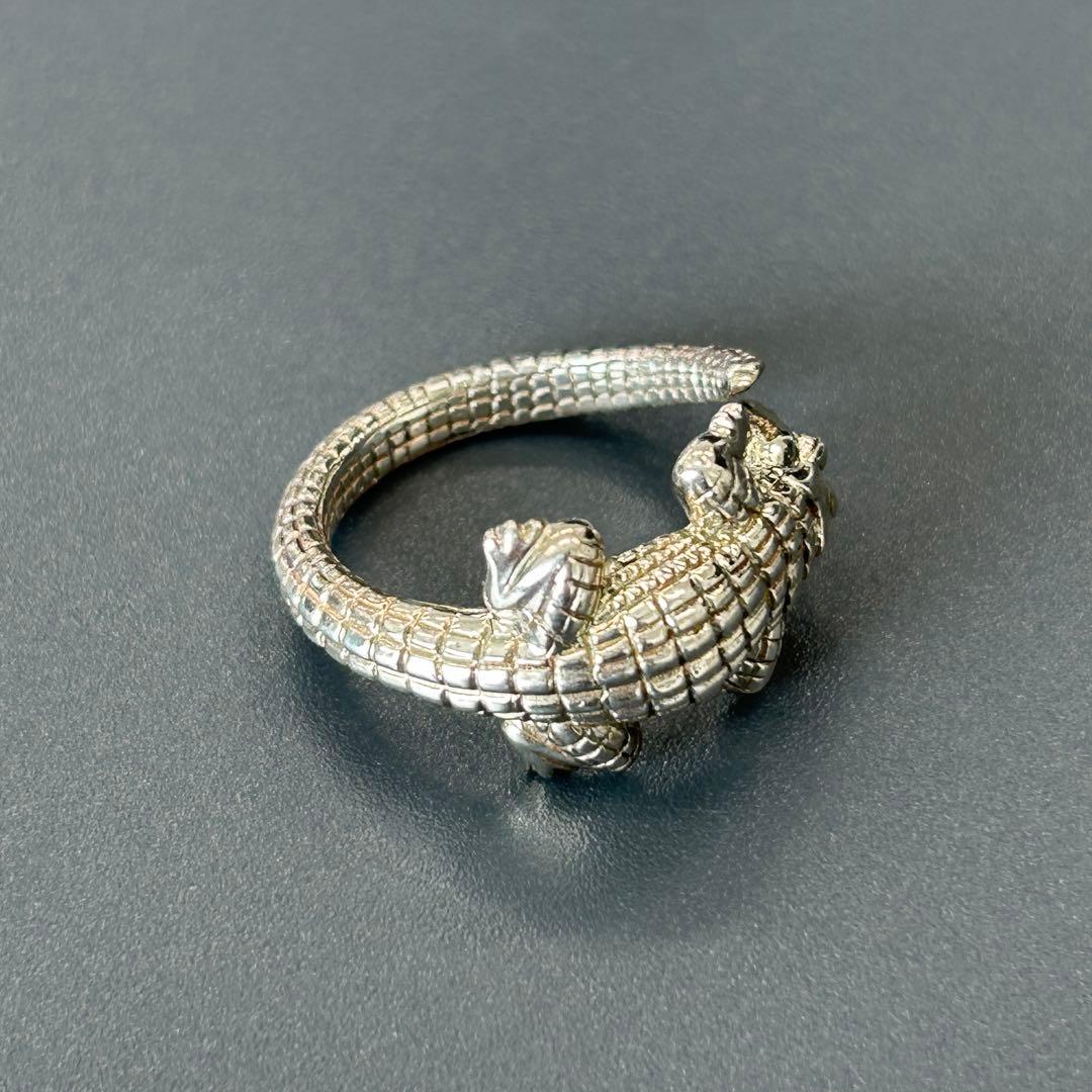 銀製GOGGIジオッジ指輪ワニ型シルバー製リング号クロコダイル鰐クロコ